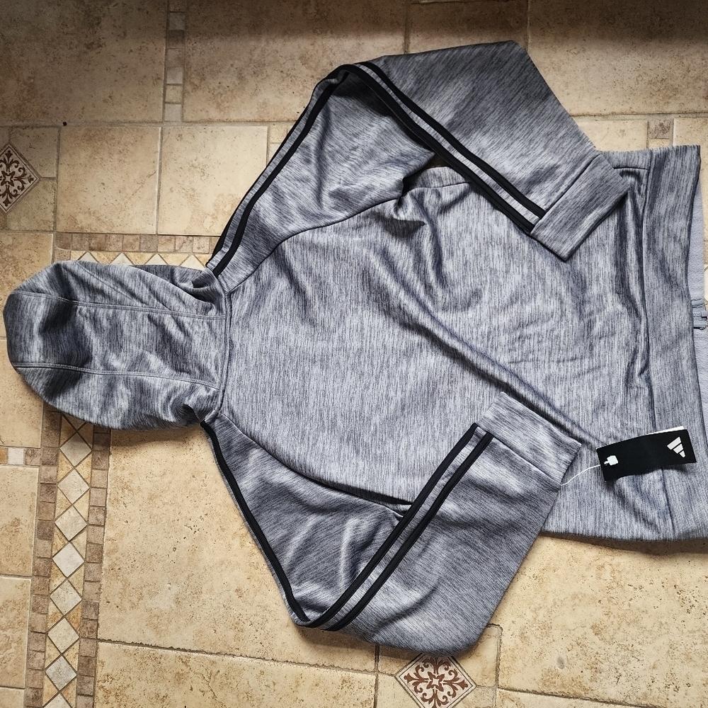 Adidas Heather Gray Zip Up Hoodie - Picture 5 of 5